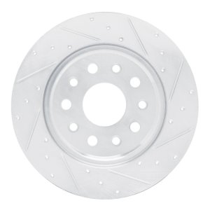 Jeep Grand Cherokee Brake Rotor (1) - Rear Right - R1 Concepts - Drilled & Slotted - Silver - `22-`25